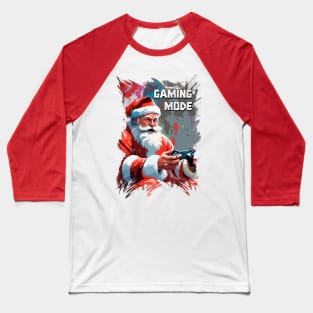 Santa Claus  Funny Gamer Playing Video Games on XMAS Baseball T-Shirt